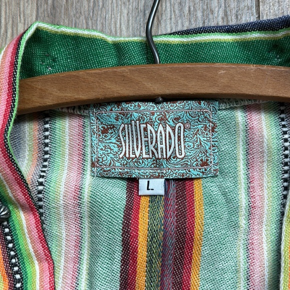 ✨SILVERADO APPAREL Lauren Duster Size Large Southwestern Cotton Serape Stripe - Picture 14 of 15